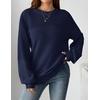 Zeagoo Sweaters for Women Cotton Loose Fit Chunky Knit Casual Fall Outfits(Navy Blue)