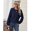 Zeagoo Sweaters for Women Cotton Loose Fit Chunky Knit Casual Fall Outfits(Navy Blue)
