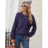 Zeagoo Sweaters for Women Cotton Loose Fit Chunky Knit Casual Fall Outfits(Purple)