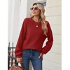 Zeagoo Sweaters for Women Cotton Loose Fit Chunky Knit Casual Fall Outfits(Red)