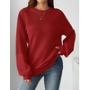 Zeagoo Sweaters for Women Cotton Loose Fit Chunky Knit Casual Fall Outfits(Red)