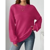 Zeagoo Sweaters for Women Cotton Loose Fit Chunky Knit Casual Fall Outfits(Rose)