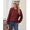Zeagoo Sweaters for Women Cotton Loose Fit Chunky Knit Casual Fall Outfits(Wine Red)
