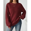 Zeagoo Sweaters for Women Cotton Loose Fit Chunky Knit Casual Fall Outfits(Wine Red)