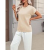Zeagoo Sweaters for Women Tops Short Sleeve Crewneck Basic Fashion Clothing(Apricot)
