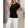 Zeagoo Sweaters for Women Tops Short Sleeve Crewneck Basic Fashion Clothing(Black)