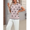 Zeagoo Sweaters for Women Tops Short Sleeve Crewneck Basic Fashion Clothing(Black Floral-jh455)