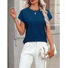 Zeagoo Sweaters for Women Tops Short Sleeve Crewneck Basic Fashion Clothing(Dark Blue)