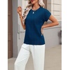 Zeagoo Sweaters for Women Tops Short Sleeve Crewneck Basic Fashion Clothing(Dark Blue)