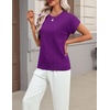 Zeagoo Sweaters for Women Tops Short Sleeve Crewneck Basic Fashion Clothing(Dark Purple)