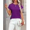 Zeagoo Sweaters for Women Tops Short Sleeve Crewneck Basic Fashion Clothing(Dark Purple)