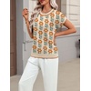 Zeagoo Sweaters for Women Tops Short Sleeve Crewneck Basic Fashion Clothing(Floral Apricot-sf167)
