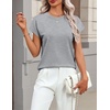 Zeagoo Sweaters for Women Tops Short Sleeve Crewneck Basic Fashion Clothing(Gray)