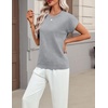 Zeagoo Sweaters for Women Tops Short Sleeve Crewneck Basic Fashion Clothing(Gray)