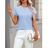 Zeagoo Sweaters for Women Tops Short Sleeve Crewneck Basic Fashion Clothing(Light Blue)