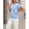 Zeagoo Sweaters for Women Tops Short Sleeve Crewneck Basic Fashion Clothing(Light Blue)