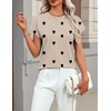 Zeagoo Sweaters for Women Tops Short Sleeve Crewneck Basic Fashion Clothing(Love Print-khaki Ax72)