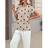 Zeagoo Sweaters for Women Tops Short Sleeve Crewneck Basic Fashion Clothing(Love Print-khaki Ax72)