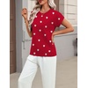 Zeagoo Sweaters for Women Tops Short Sleeve Crewneck Basic Fashion Clothing(Love Print-red Ax71)