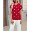 Zeagoo Sweaters for Women Tops Short Sleeve Crewneck Basic Fashion Clothing(Love Print-red Ax71)