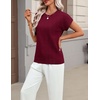 Zeagoo Sweaters for Women Tops Short Sleeve Crewneck Basic Fashion Clothing(Wine Red)