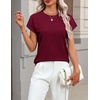 Zeagoo Sweaters for Women Tops Short Sleeve Crewneck Basic Fashion Clothing(Wine Red)