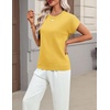Zeagoo Sweaters for Women Tops Short Sleeve Crewneck Basic Fashion Clothing(Yellow)