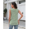 Zeagoo Tank Top for Women V Neck Loose Fit Sleeveless Summer Tops Shirts(01 Green Flowers)