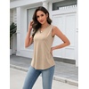 Zeagoo Tank Top for Women V Neck Loose Fit Sleeveless Summer Tops Shirts(A – Khaki)
