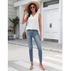 Zeagoo Tank Top for Women V Neck Loose Fit Sleeveless Summer Tops Shirts(A – White)