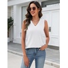Zeagoo Tank Top for Women V Neck Loose Fit Sleeveless Summer Tops Shirts(A – White)