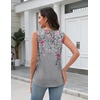 Zeagoo Tank Top for Women V Neck Loose Fit Sleeveless Summer Tops Shirts(Floral Grey)