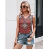 Zeagoo Tank Top for Women V Neck Loose Fit Sleeveless Summer Tops Shirts(Floral Red 870)