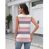 Zeagoo Tank Top for Women V Neck Loose Fit Sleeveless Summer Tops Shirts(Striped Pink)
