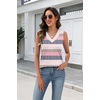 Zeagoo Tank Top for Women V Neck Loose Fit Sleeveless Summer Tops Shirts(Striped Pink)