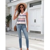 Zeagoo Tank Top for Women V Neck Loose Fit Sleeveless Summer Tops Shirts(Striped Pink)