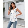 Zeagoo Tank Top for Women V Neck Loose Fit Sleeveless Summer Tops Shirts(White Flowers-bf290)
