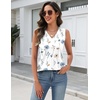 Zeagoo Tank Top for Women V Neck Loose Fit Sleeveless Summer Tops Shirts(White Flowers-bf290)