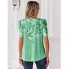Zeagoo Women Blouses Puff Short Sleeve Tops V Neck Dressy Casual Spring Shirts Boho Floral Cute Clothes 2026(Bf180-green Flowers)