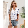 Zeagoo Women Blouses Puff Short Sleeve Tops V Neck Dressy Casual Spring Shirts Boho Floral Cute Clothes 2026(Bf290-white Flowers)