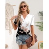 Zeagoo Women Blouses Puff Short Sleeve Tops V Neck Dressy Casual Spring Shirts Boho Floral Cute Clothes 2026(Bf347-pattern)