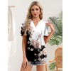 Zeagoo Women Blouses Puff Short Sleeve Tops V Neck Dressy Casual Spring Shirts Boho Floral Cute Clothes 2026(Bf347-pattern)
