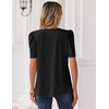 Zeagoo Women Blouses Puff Short Sleeve Tops V Neck Dressy Casual Spring Shirts Boho Floral Cute Clothes 2026(Black)