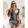 Zeagoo Women Blouses Puff Short Sleeve Tops V Neck Dressy Casual Spring Shirts Boho Floral Cute Clothes 2026(Cx278-multicolored)