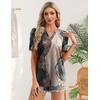 Zeagoo Women Blouses Puff Short Sleeve Tops V Neck Dressy Casual Spring Shirts Boho Floral Cute Clothes 2026(Cx278-multicolored)