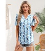 Zeagoo Women Blouses Puff Short Sleeve Tops V Neck Dressy Casual Spring Shirts Boho Floral Cute Clothes 2026(Cx329-blue)
