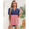 Zeagoo Women Blouses Puff Short Sleeve Tops V Neck Dressy Casual Spring Shirts Boho Floral Cute Clothes 2026(Gq50- Flag)