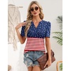 Zeagoo Women Blouses Puff Short Sleeve Tops V Neck Dressy Casual Spring Shirts Boho Floral Cute Clothes 2026(Gq50- Flag)
