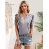Zeagoo Women Blouses Puff Short Sleeve Tops V Neck Dressy Casual Spring Shirts Boho Floral Cute Clothes 2026(Hf36-grey)