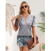 Zeagoo Women Blouses Puff Short Sleeve Tops V Neck Dressy Casual Spring Shirts Boho Floral Cute Clothes 2026(Hf36-grey)